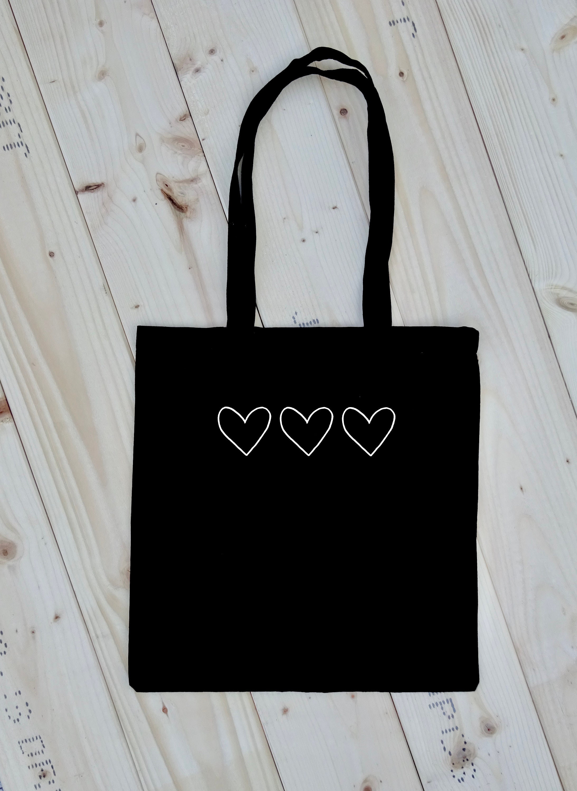 Tote bag hearts / Black tote bag hearts / Cotton tote bag / Etsy