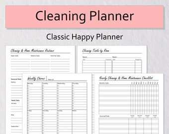 Cleaning & Home Management Printable Planner for Classic Happy Planner | Cleaning Schedule | House Maintenance | Household Management