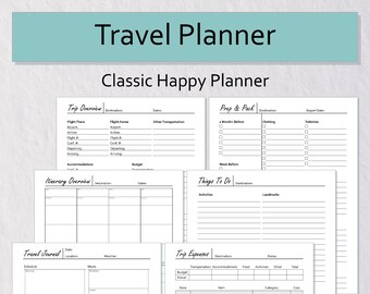 Printable Travel Journal Planner Insert Pages (Download Now) - Etsy