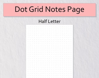 Dot Grid Notes Page Printable Half-Letter/Junior/TUL Size Planner Insert | Blank Notes Page | Bullet Journal | Discbound Planner Insert