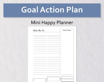 Doelstelling actieplan invoegen Mini Happy Planner formaat afdrukbaar | Minimale planner | Productiviteit | Doelen werkblad | Doeltracker