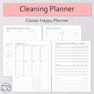 Cleaning & Home Management Printable Planner for Classic Happy Planner | Cleaning Schedule | House Maintenance | Household Management