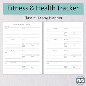 Happy Planner Fitness Journal | Printable Fitness Planner | Weight Loss Planner | Workout Log | Weight Loss Tracker | Food Log