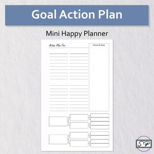 Goal Setting Action Plan Insert Mini Happy Planner Size Printable | Minimal Planner | Productivity | Goals Worksheet | Goal Tracker