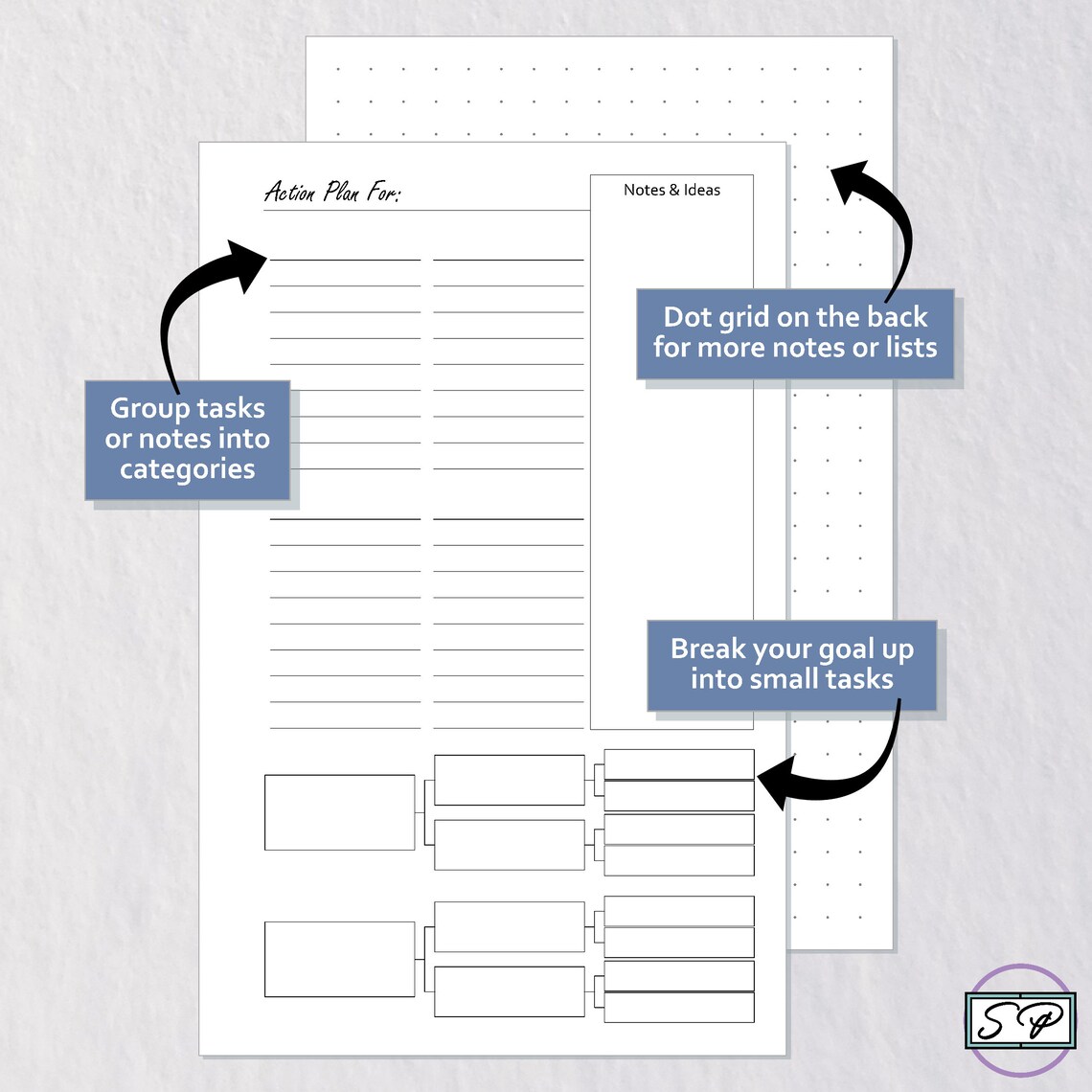 Goal Setting Action Plan Insert Mini Happy Planner Size Printable ...