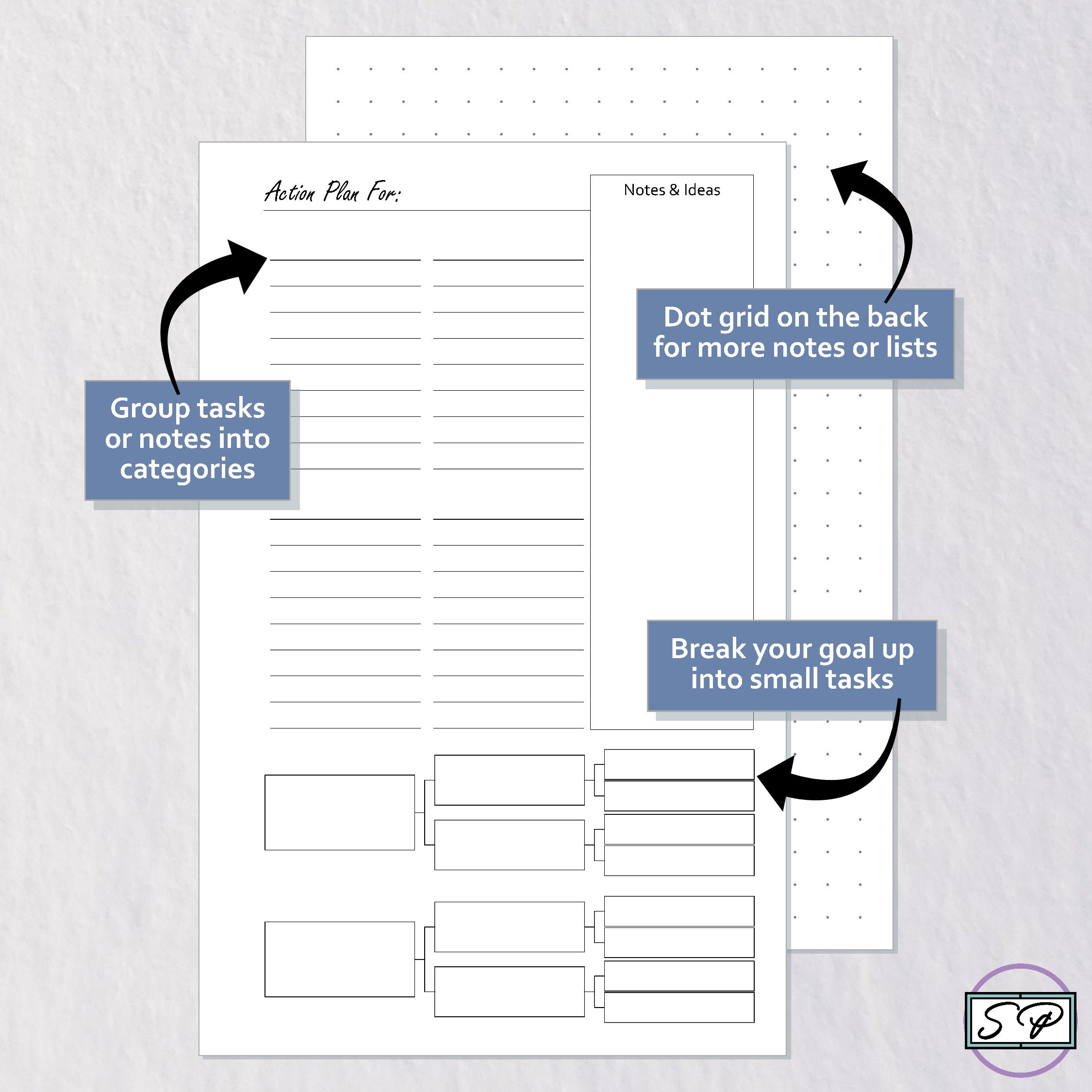Goal Setting Action Plan Insert Mini Happy Planner Size Printable ...