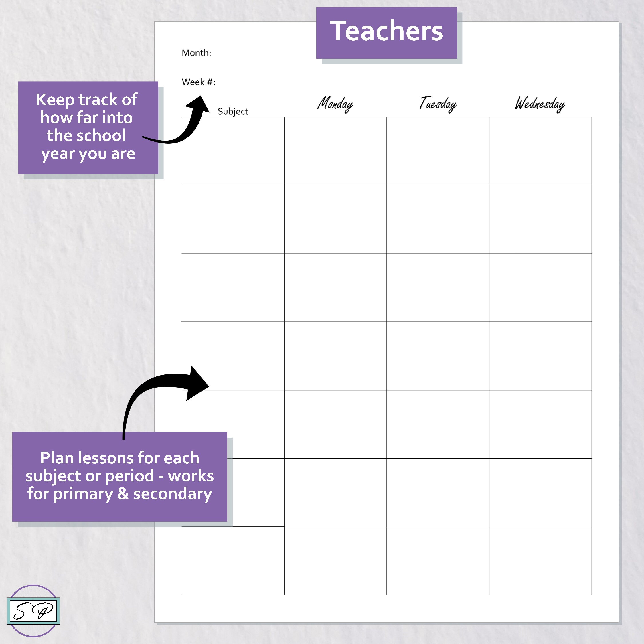 Weekly Subject Planner Layout Insert Printable Undated Letter Etsy México
