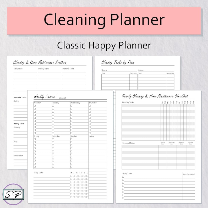 Cleaning & Home Management Printable Planner for Classic Happy Planner ...