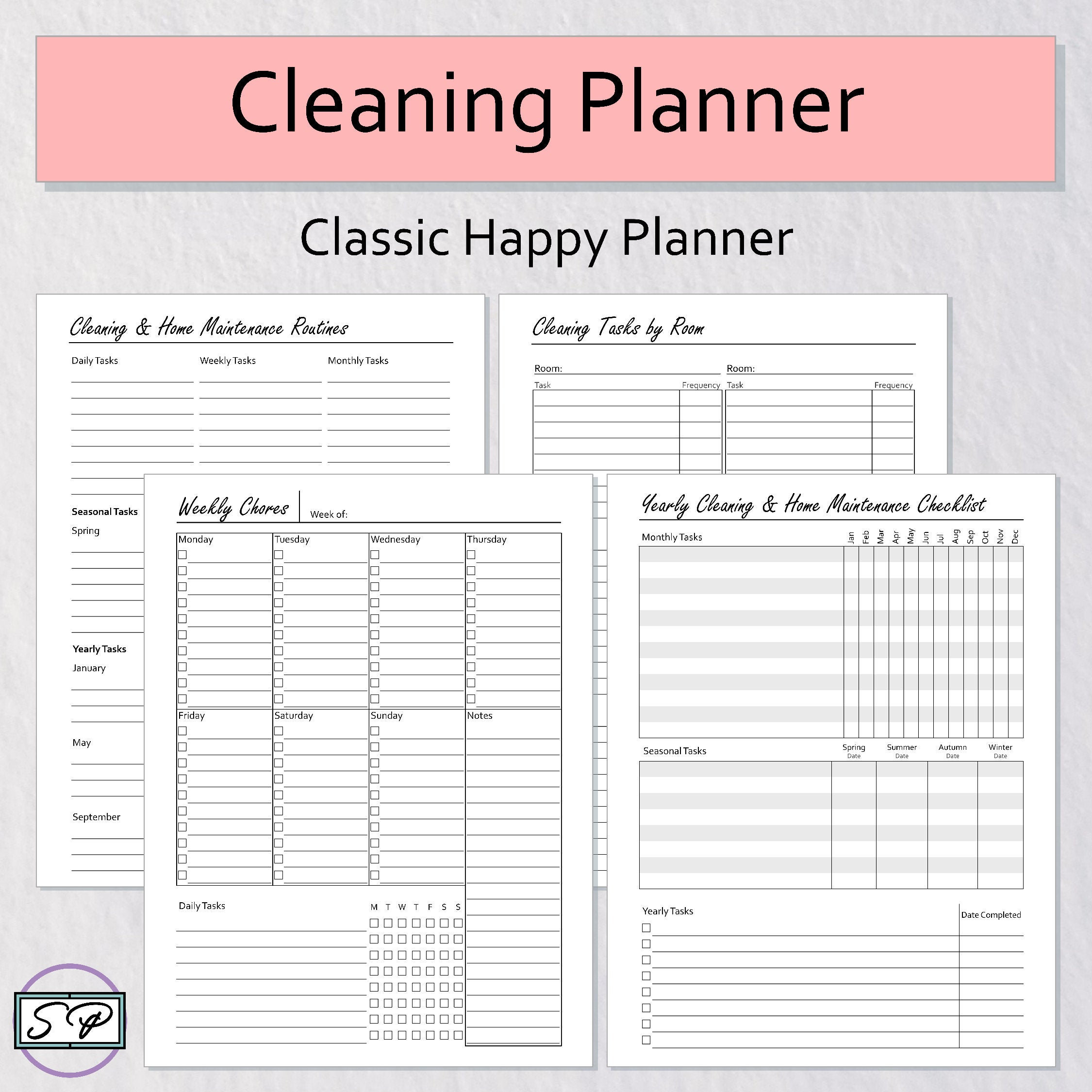Cleaning & Home Management Printable Planner for Classic Happy Planner ...