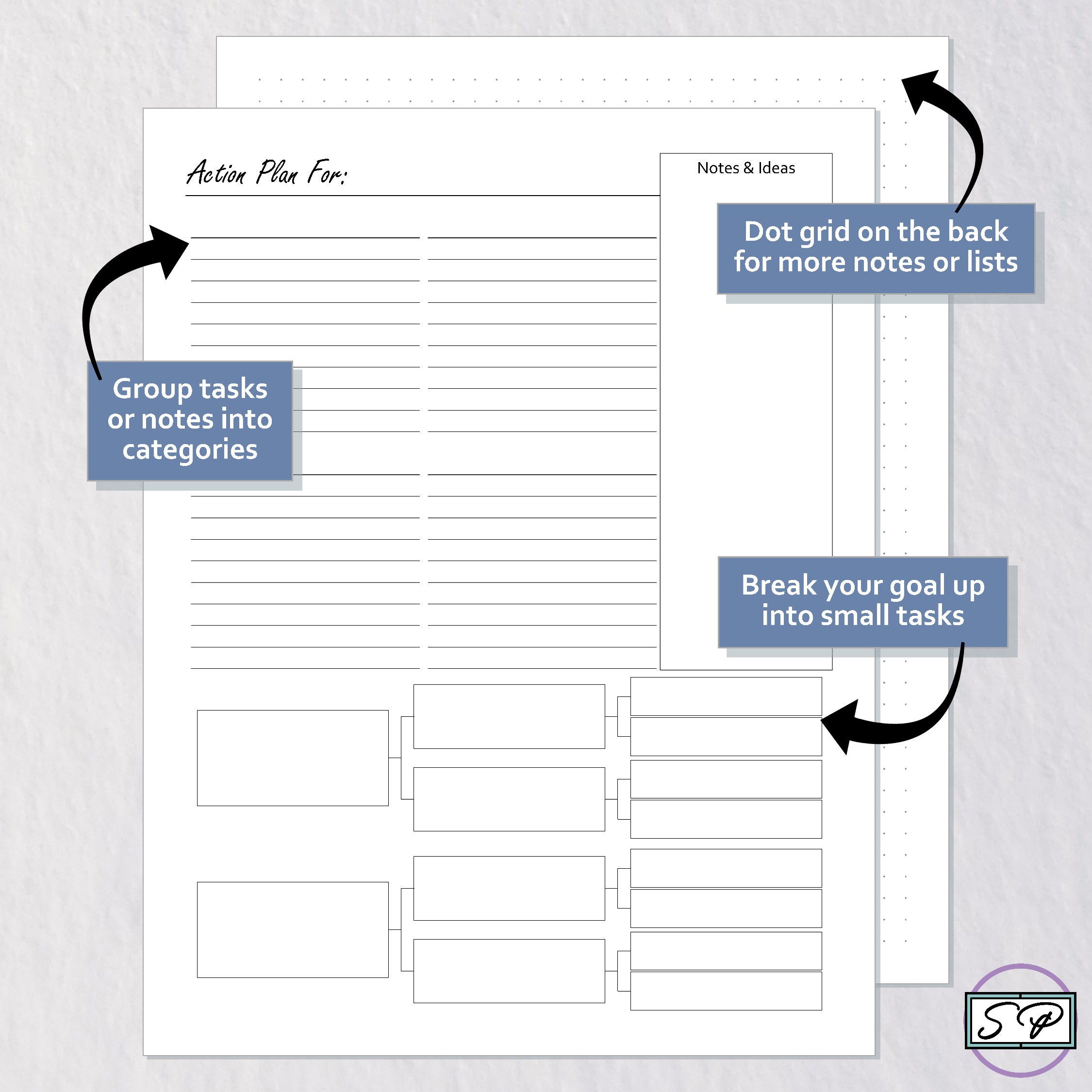 Goal Setting Action Plan Insert Letter Size Printable | Minimal Planner ...