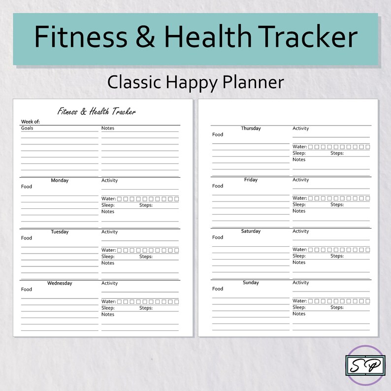 Happy Planner Fitness Journal Printable Fitness Planner Weight Loss