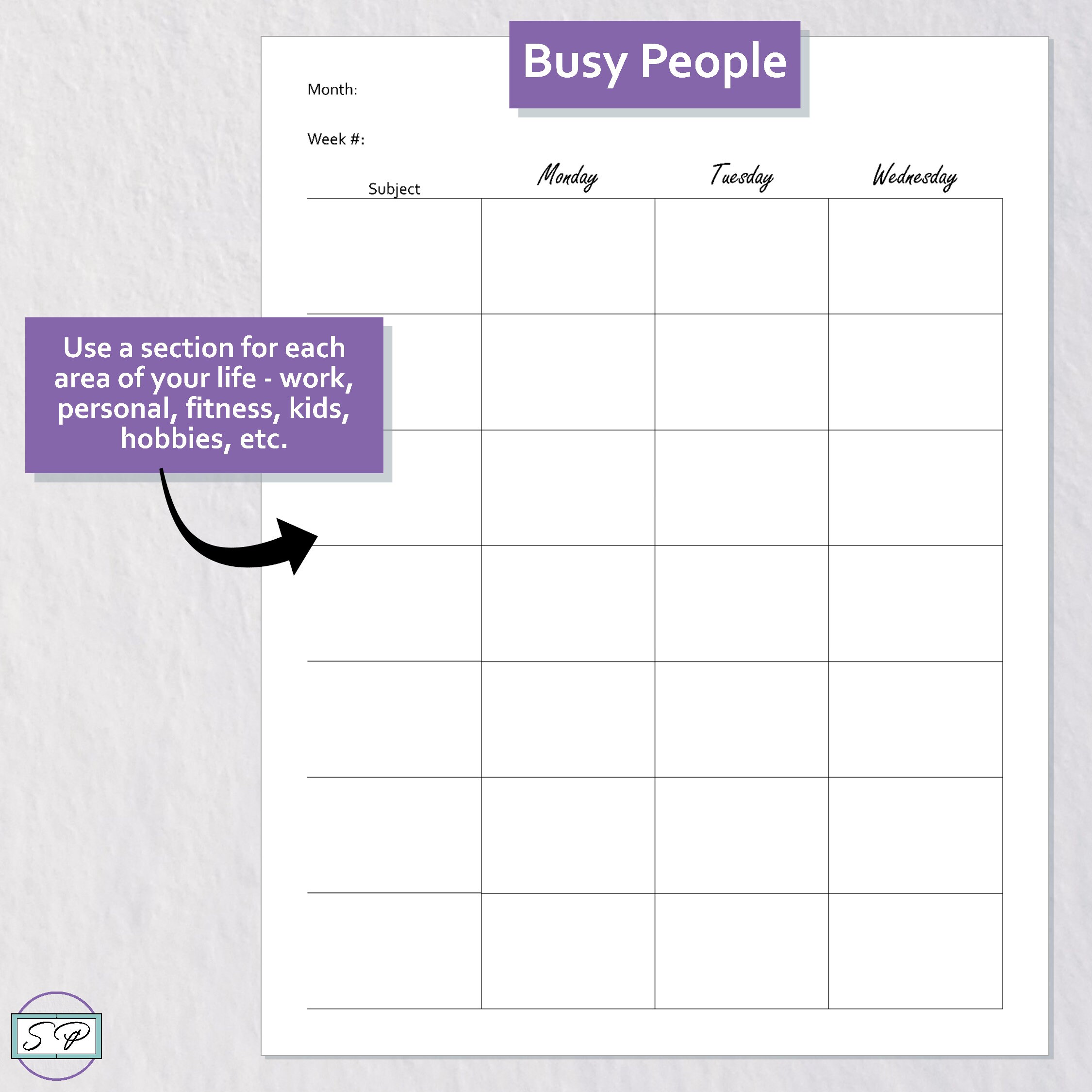 Weekly Subject Planner Layout Insert Printable Undated Letter Size ...