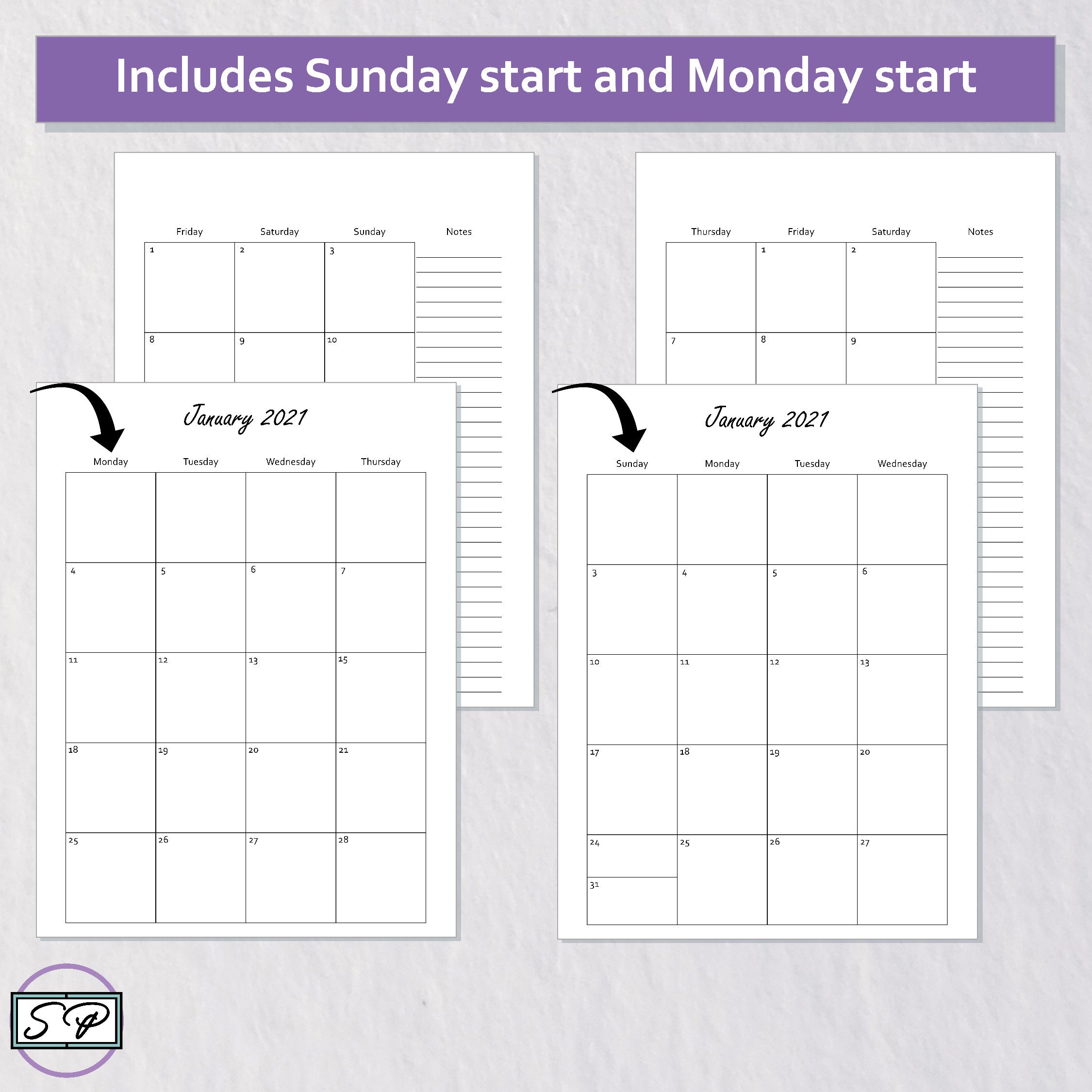 2021 Dated Monthly Layout Classic Happy Planner Printable Insert ...