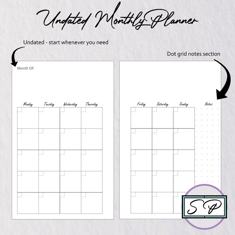 undated monthly planner insert pages printable mini happy
