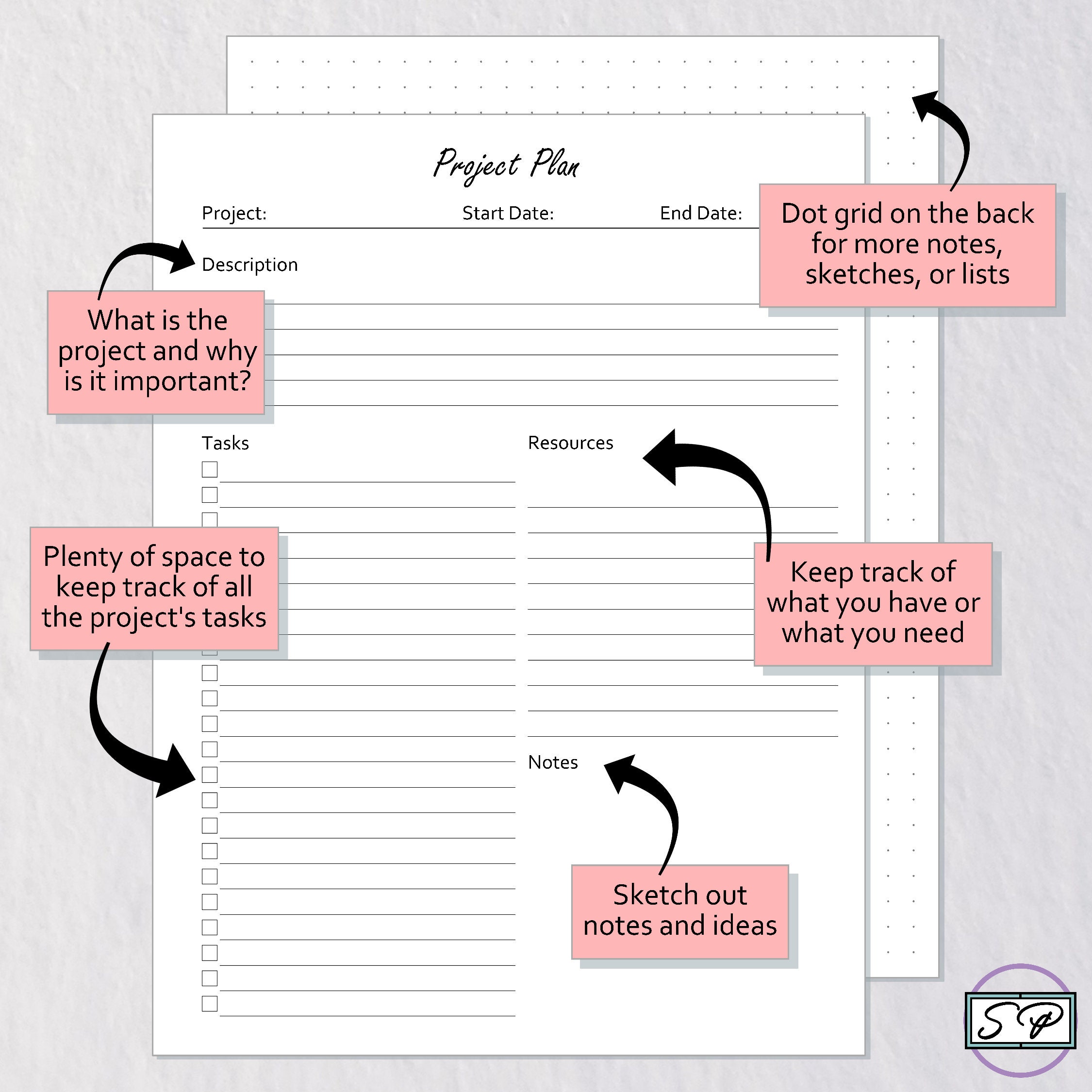 Project Plan Classic Happy Planner Printable | Minimal Planner ...