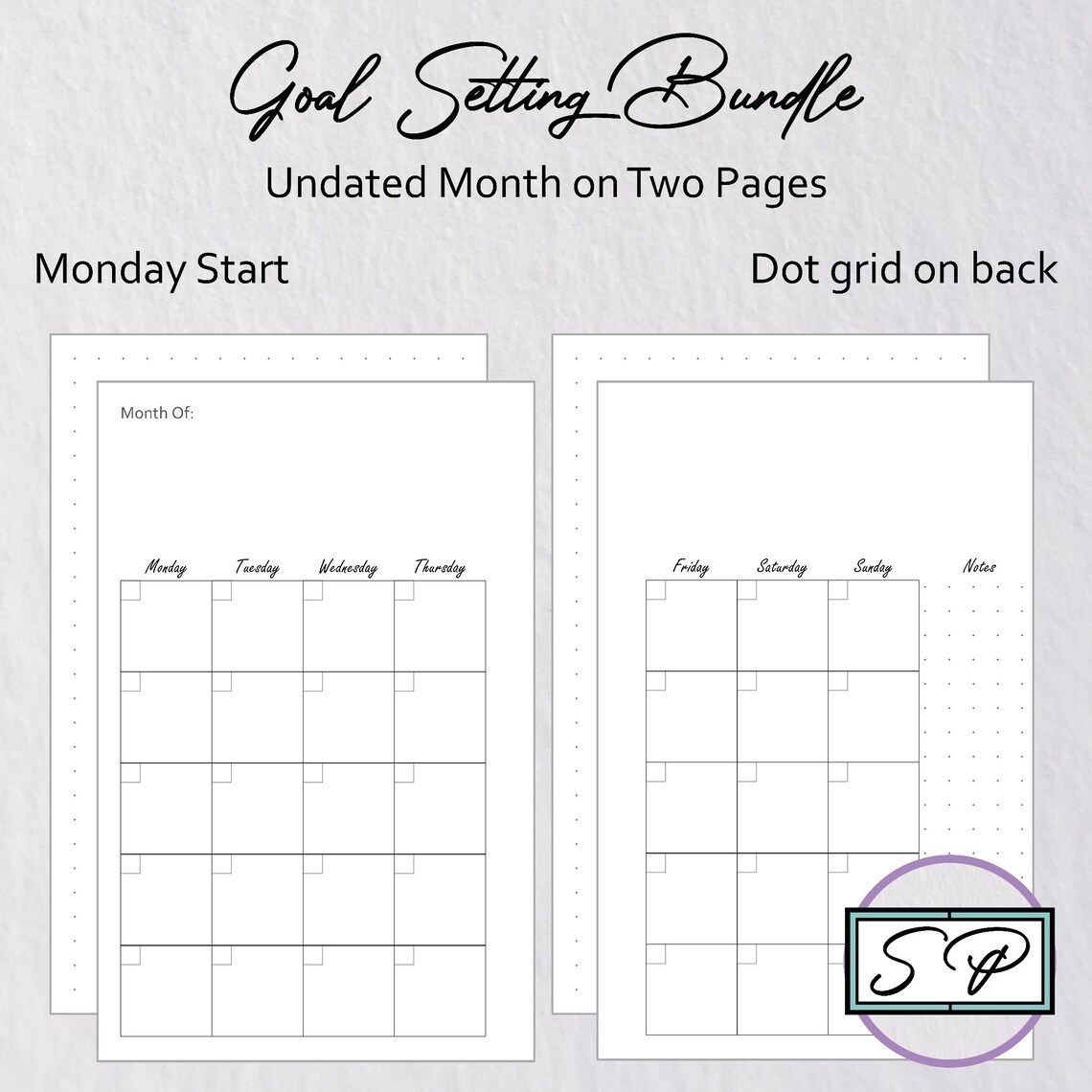 Goal Setting Bundle Printable Planner Mini Happy Planner | Productivity ...