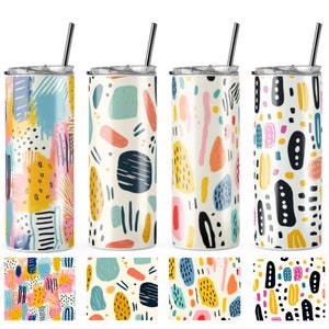 Funky Géométrique Tumbler Wrap Bundle 20oz Tumbler Fond Groovy Designs Tumbler Wrap PNG Dessins géométriques Ensemble de 4 Hippie Tumbler