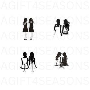 Sisters PNG Bundle, Side By Side, Sister Gifts Diy, Best Friends PNG, Besties Clipart, Bff Clipart, Clipart Best Friends, Bestie Png