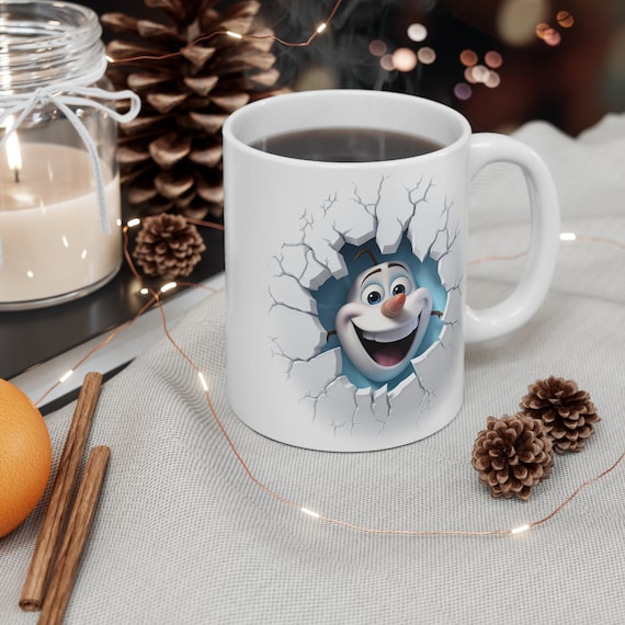 3D Snowman Mug Wrap, 11oz Mug Template, Hole In A Wall Mug Sublimation Design, Mug Wrap Template, Winter Mug Wrap, Christmas