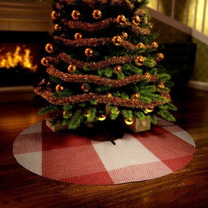 Christmas Tree Skirt, Flannel Christmas Tree Decor, Round Christmas Tree Skirt, Holiday Decor, Christmas Tree Collar, Festive Decor