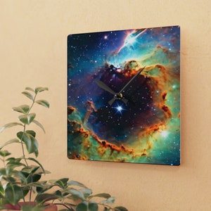 Acrylic Space Wall Clock, Educational Clock, Home Decoration, Galaxy Art Clock, Astronomy Gift, Round Clock Square Clock, Nasa/Hubble Clock