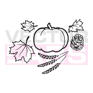 Fall Pack - pumpkin leaves pine cone wheat svg eps pdf cricut pattern