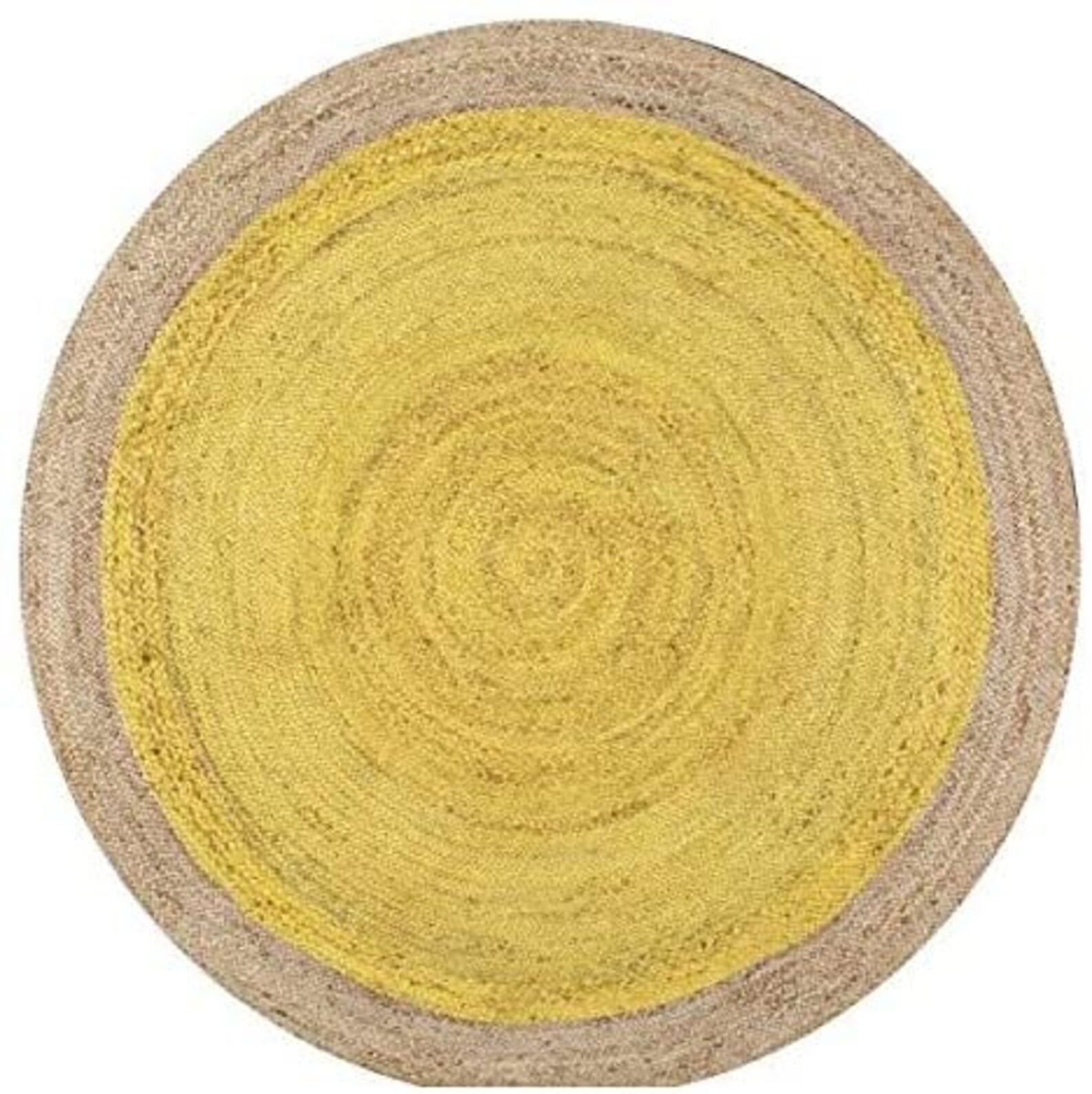 Amarillo Vintage redondo yute Rag Rug Boho sala de estar sala Etsy
