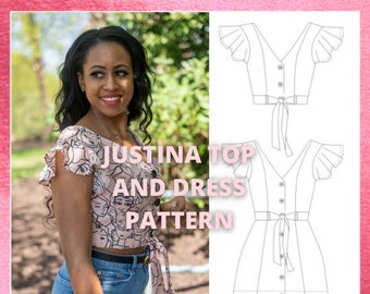 Justina Top & Dress Pattern A4 US Letter A0/copyshop PDF - Etsy