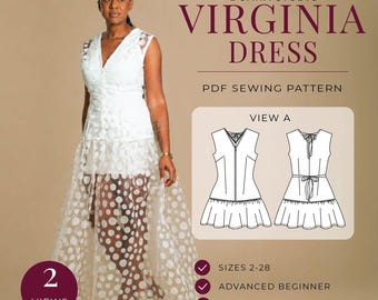 Virginia Dress & Jacket Pattern A4, US Letter, A0/Copyshop, Projector PDF Pattern Sizes 2-28