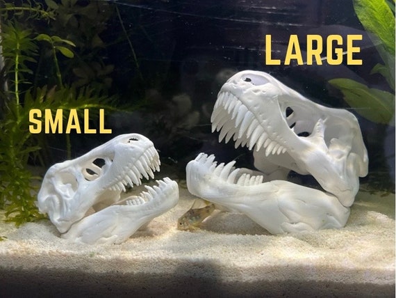T Rex Aquarium Decoration White Dinosaur Fish Tank Decor Household Ornament  Small, Large Sizes Available 