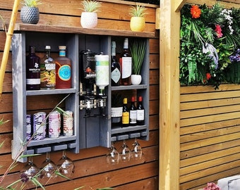 Handmade Rustic Luna Wall Bar: Outdoor Garden Display Rack