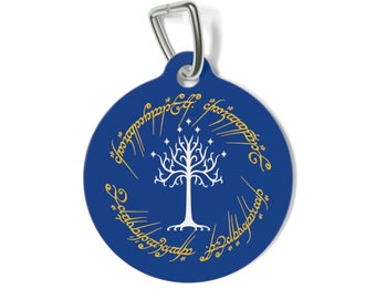 White tree of Gondor custom Pet Tag Blue