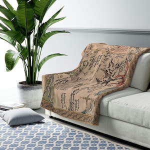 Thorin's map and Bilbo Baggins Sherpa Fleece Blanket Lord of the rings map LOTR home image 7