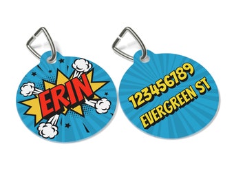 Pop Art Personalized Dog Tag! COMIC Pet Tag