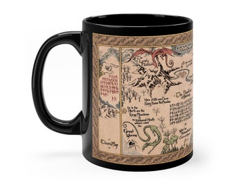 Thorin's map and Bilbo Bagins Black mug 11oz