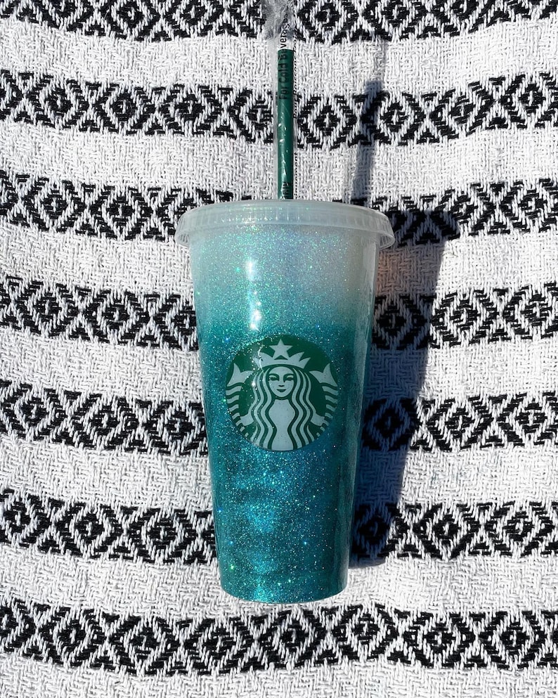 Aqua Starbucks Glitter Cup