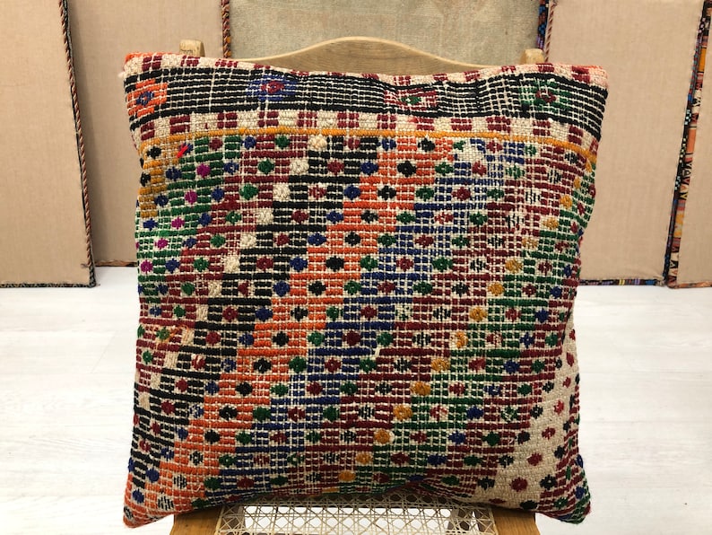 Kilim Cushion Cover Kilim Pillow Cover Turkish Pillow Throw Pillow UK Striped Kilim Pillow Handmade Pillow Boho Cushion 9206