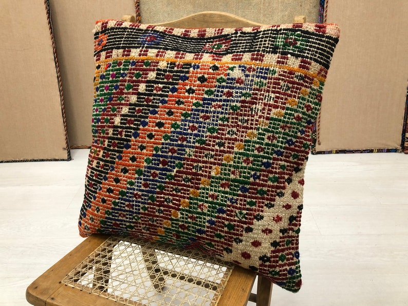 Kilim Cushion Cover Kilim Pillow Cover Turkish Pillow Throw Pillow UK Striped Kilim Pillow Handmade Pillow Boho Cushion 9206