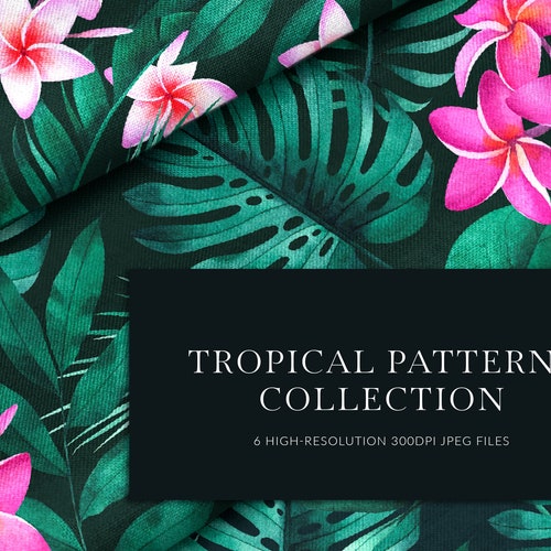 Tropical Leaves Digital Paper. Exotic Plants Seamless Pattern. - Etsy