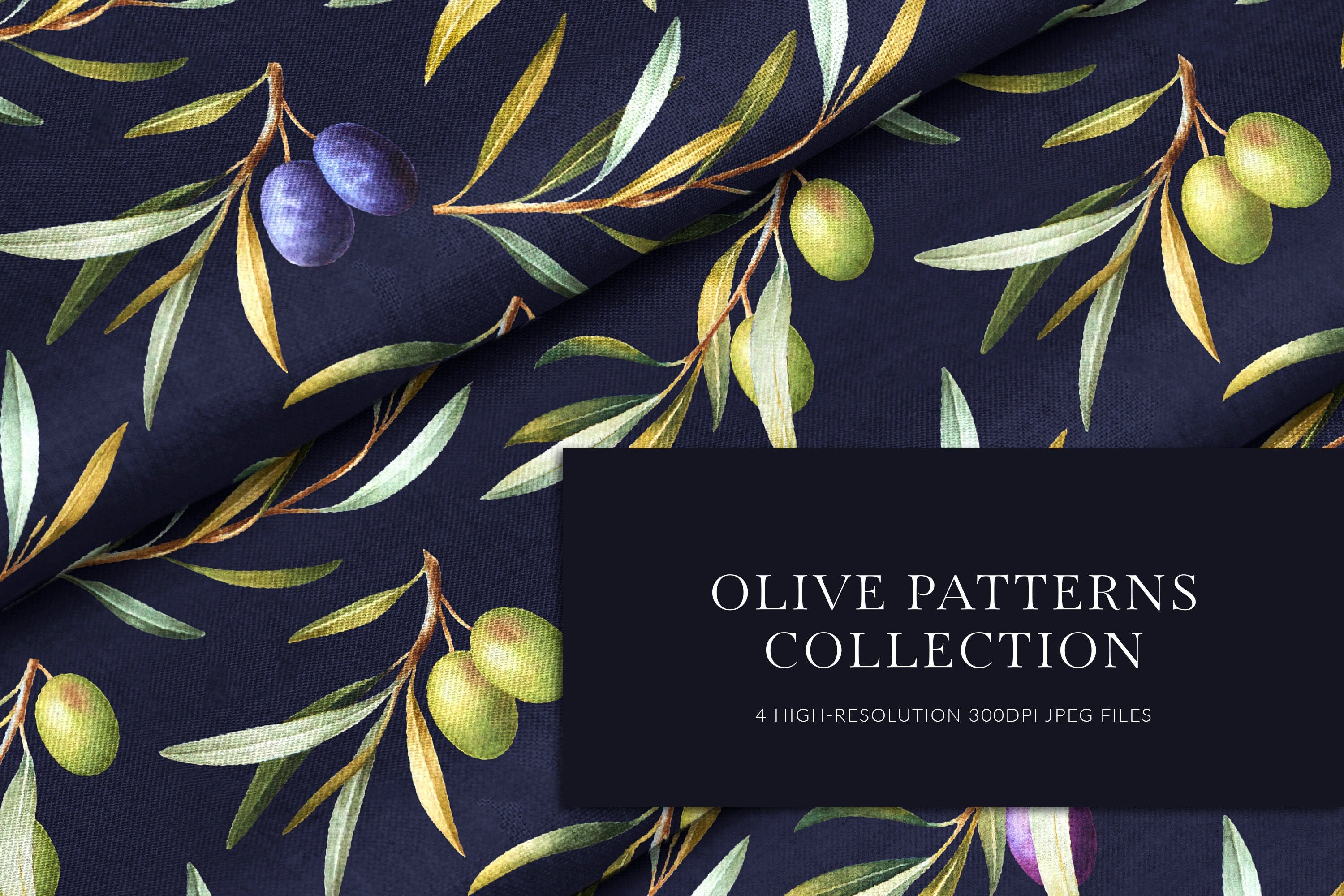 branch and leaves Botanical olive seamless patterns Green twigs ...