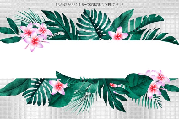 Tropical Leaves and Flowers Frame. Tropical Clipart. Exotic - Etsy Tropical Leaves and Flowers Frame. Tropical Clipart. Exotic - Etsy