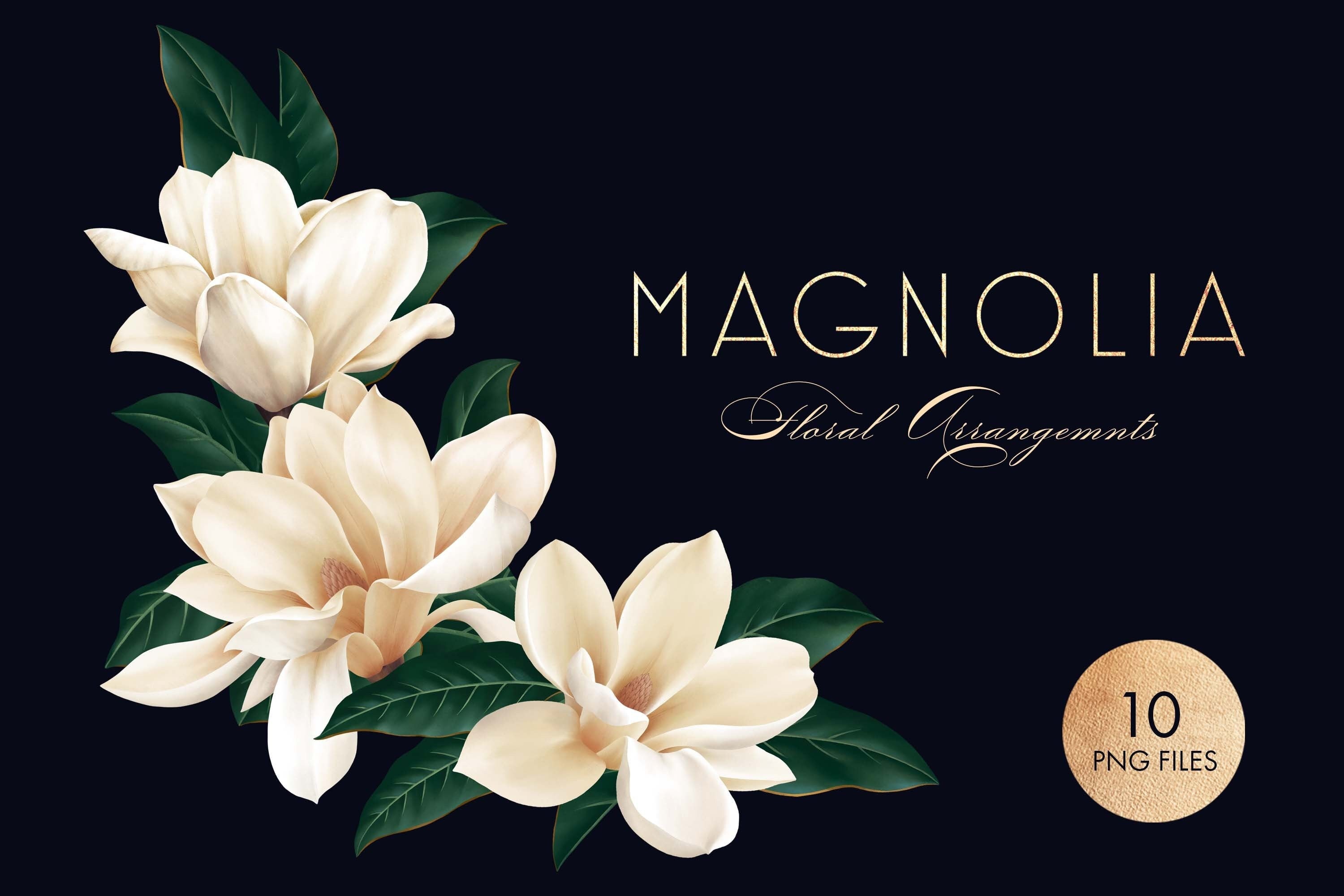 Magnolia Floral Arrangements Clipart/blossom/wedding/white Etsy