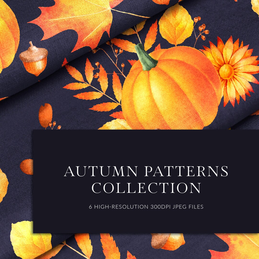 Autumn Digital Paper. Watercolor Pumpkin Seamless Pattern. Fall Season ...