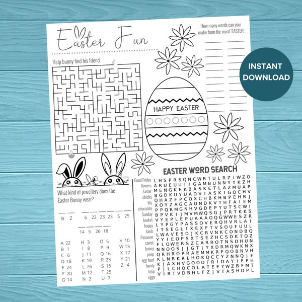 Easter Printable | Easter Activity Sheet | Easter Learning Games | Worksheet | Gift | Instant Digital Download