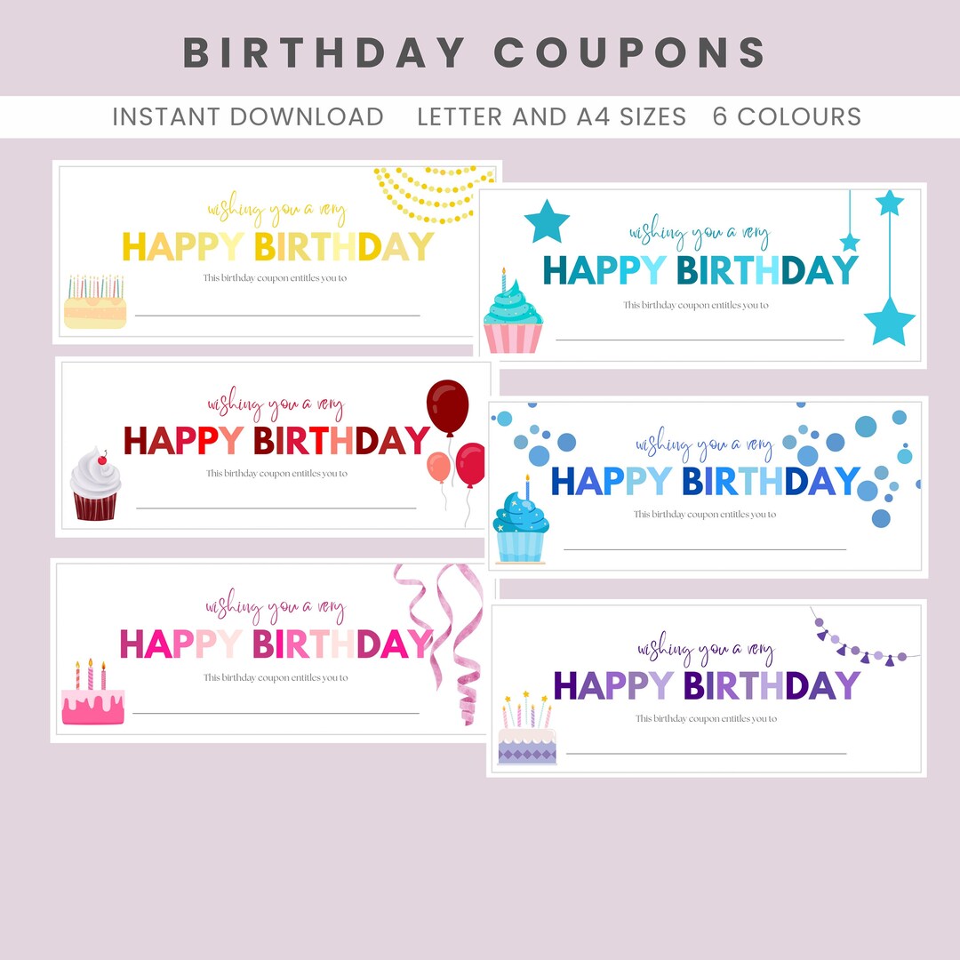 Birthday Gift, Happy Birthday Coupon, Printable Coupon, Birthday ...