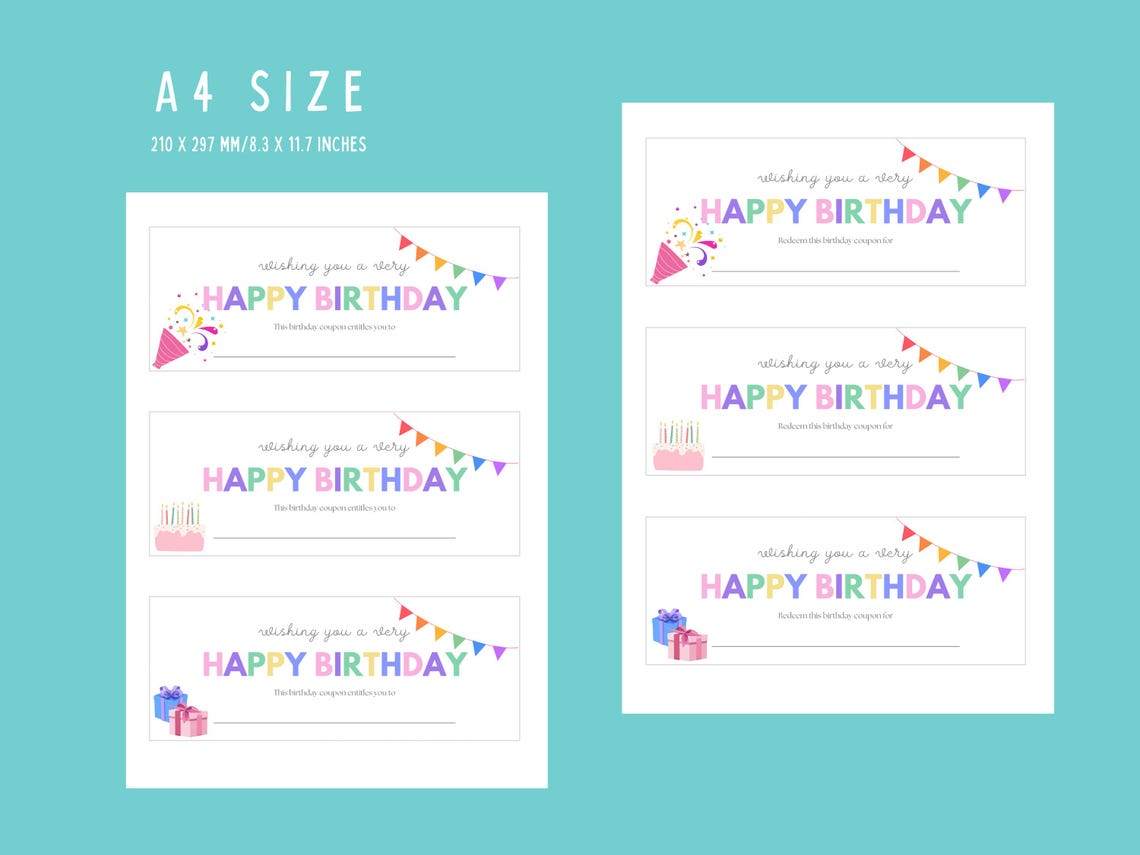 Birthday Gift, Printable Happy Birthday Coupons, Unique DIY Birthday ...