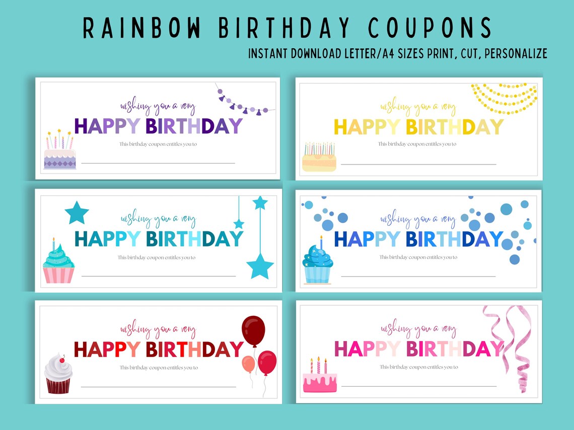 Birthday Gift, Happy Birthday Coupon, Printable Coupon, Birthday ...