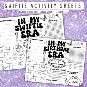 Dibujos para colorear e imprimir de Taylor In My Swift Era: actividad para T. Swift, descarga instantánea, imprimible, mantel individual, regalo para bolsa de fiesta, gira de las eras