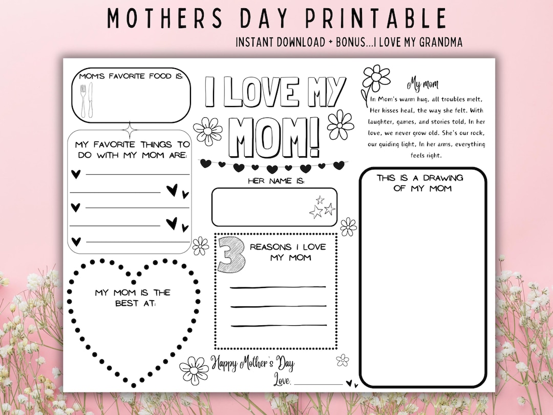 Mother's Day Worksheet: 'all About My Mum' Keepsake (digital Download) 