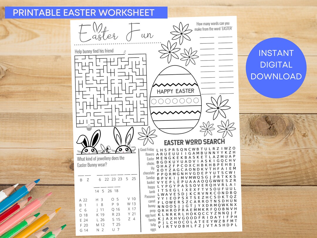 Easter Activity Sheet Easter Worksheet Kids Printable - Etsy